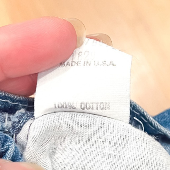 Vintage 3T OshKosh B'Gosh Vestbak Baby Overalls Printed Denim White Lace USA - Picture 10 of 11